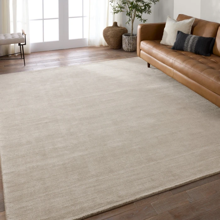 Jaipur Living Arcus Handmade Indoor/Outdoor Solid Taupe/ Cream Area Rug 6'X9'