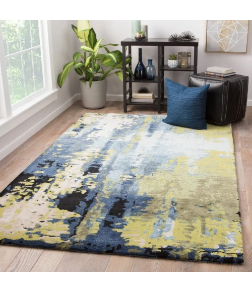 Jaipur Living Matcha Handmade Abstract Blue/ Green Area Rug 12'X15'