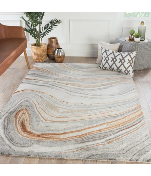 Jaipur Living Atha Handmade Abstract Copper/ Gray Area Rug (12'X15')