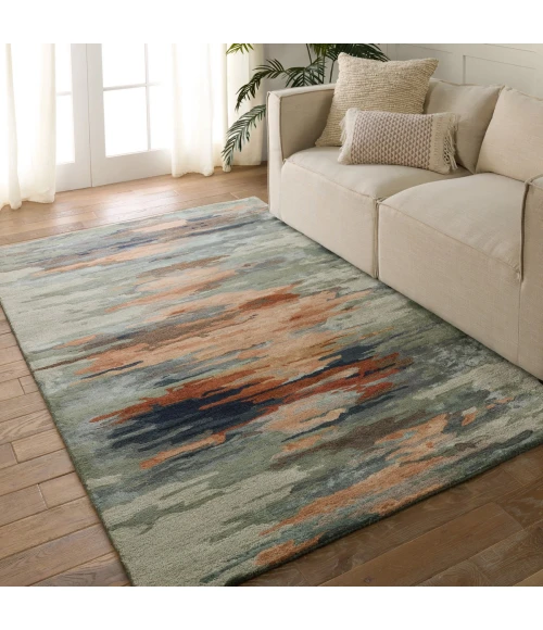Jaipur Living Ryenn Handmade Abstract Sage/ Peach Area Rug 9'X12'