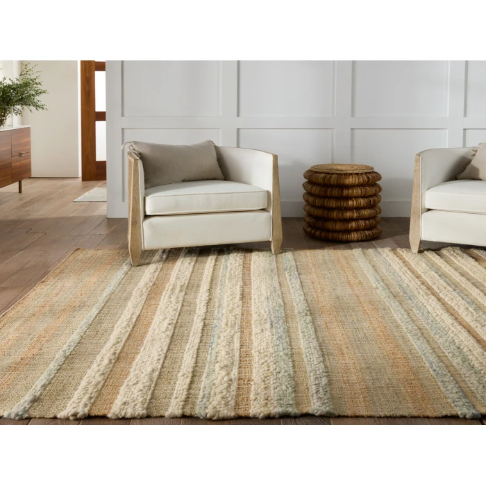 Jaipur Living Eirene Natural Striped Beige/ Blue Area Rug 2'X3'