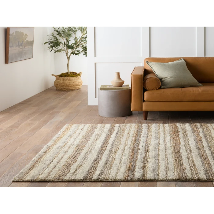 Jaipur Living Tikka Handmade Striped Cream/ Gray Area Rug 8'X10'