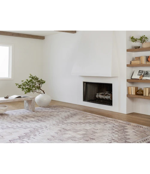 Kate Lester + Jaipur Living Davina Tribal Beige/ Burgundy Area Rug 7'6"X10'