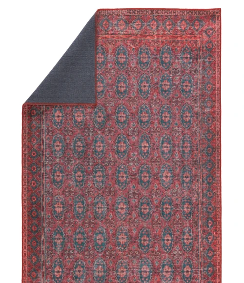 Kate Lester + Jaipur Living Kalinar Damask Dark Red/ Blue Runner Rug 2'6"X10'