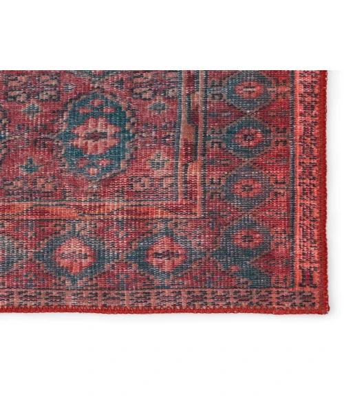 Kate Lester + Jaipur Living Kalinar Damask Dark Red/ Blue Runner Rug 2'6"X10'