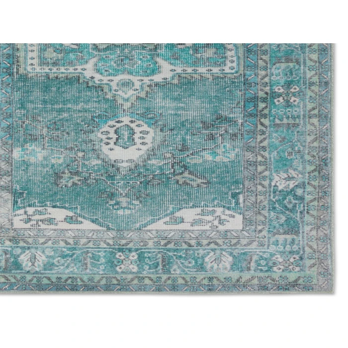 Kate Lester + Jaipur Living Tamara Medallion Teal/ Green Runner Rug 3'X10'