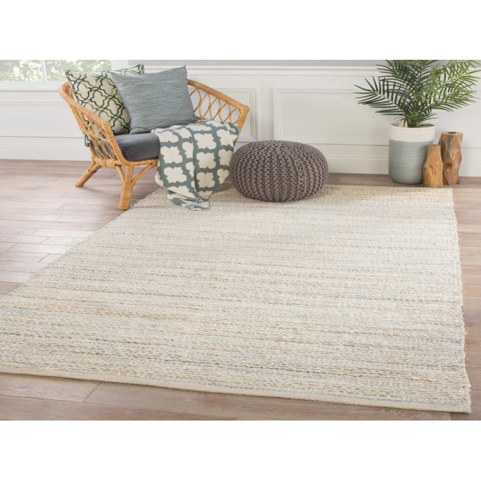 Jaipur Living Canterbury Natural Stripe White/ Blue Area Rug (5'X8')