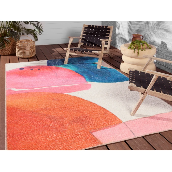 Sonic Powerloomed Indoor Abstract Pink/ Multicolor Area Rug 9'X12'