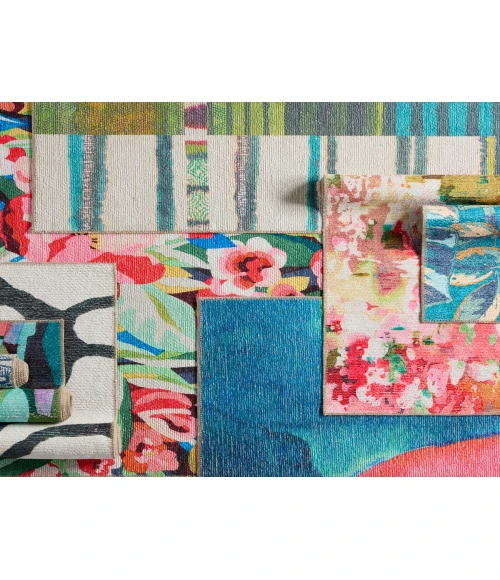 Sonic Powerloomed Indoor Abstract Pink/ Multicolor Area Rug 9'X12'