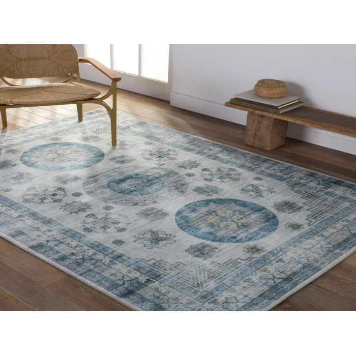 Vibe by Jaipur Living Nyria Medallion Blue/ Light Gray Area Rug 9'X12'