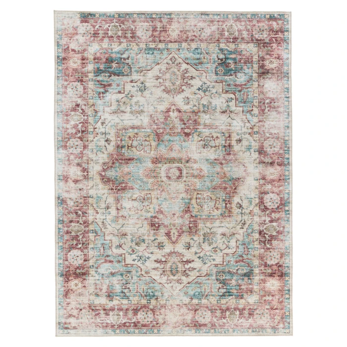 Vibe by Jaipur Living Vandran Medallion Dark Red/ Teal Area Rug 7'6"X9'6"