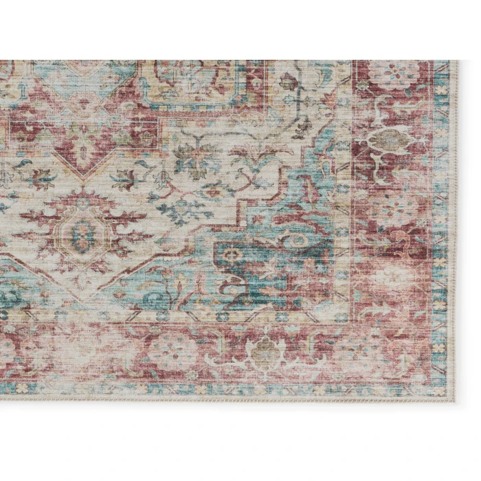 Vibe by Jaipur Living Vandran Medallion Dark Red/ Teal Area Rug 7'6"X9'6"