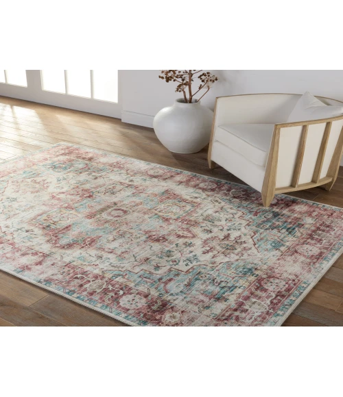 Vibe by Jaipur Living Vandran Medallion Dark Red/ Teal Runner Rug 2'6"X8'