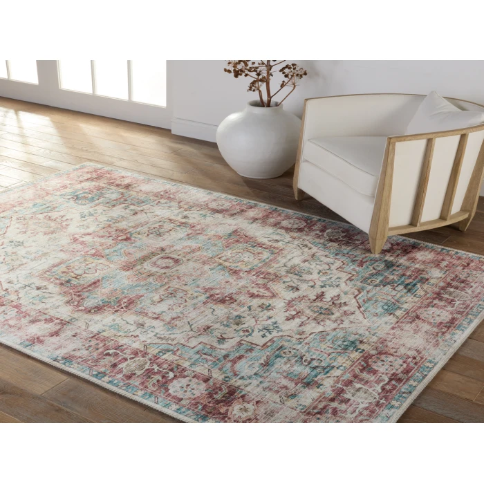 Vibe by Jaipur Living Vandran Medallion Dark Red/ Teal Area Rug 7'6"X9'6"