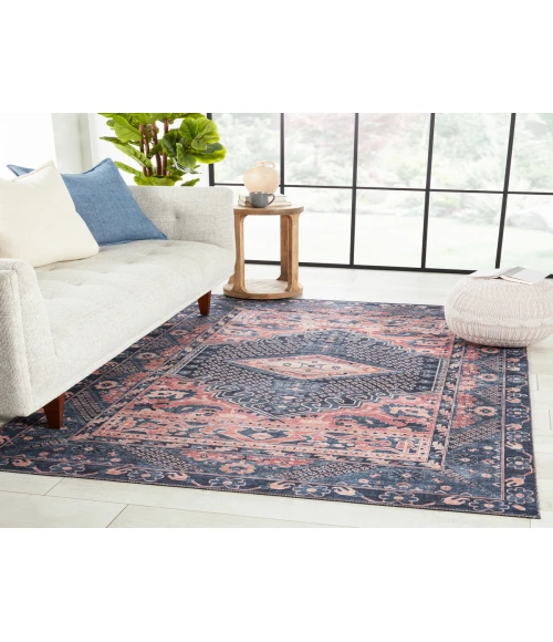 Nikki Chu by Jaipur Living Issa Medallion Dark Blue/ Pink Area Rug (9'X12')