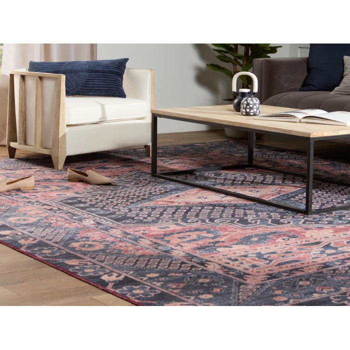 Nikki Chu by Jaipur Living Issa Medallion Dark Blue/ Pink Area Rug (6'X9')