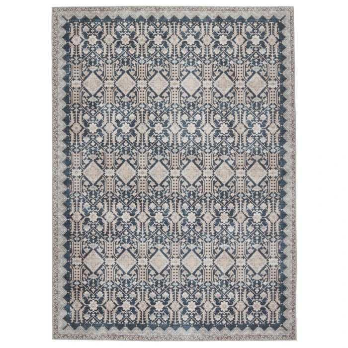 Nikki Chu by Jaipur Living Dalia Trellis Dark Blue/ Tan Area Rug (6'X9')