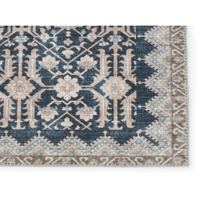Nikki Chu by Jaipur Living Dalia Trellis Dark Blue/ Tan Area Rug (6'X9')