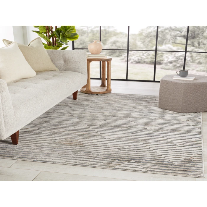 Vibe by Jaipur Living Wilmot Striped Gray/ Light Blue Area Rug (6'7"X9'6")