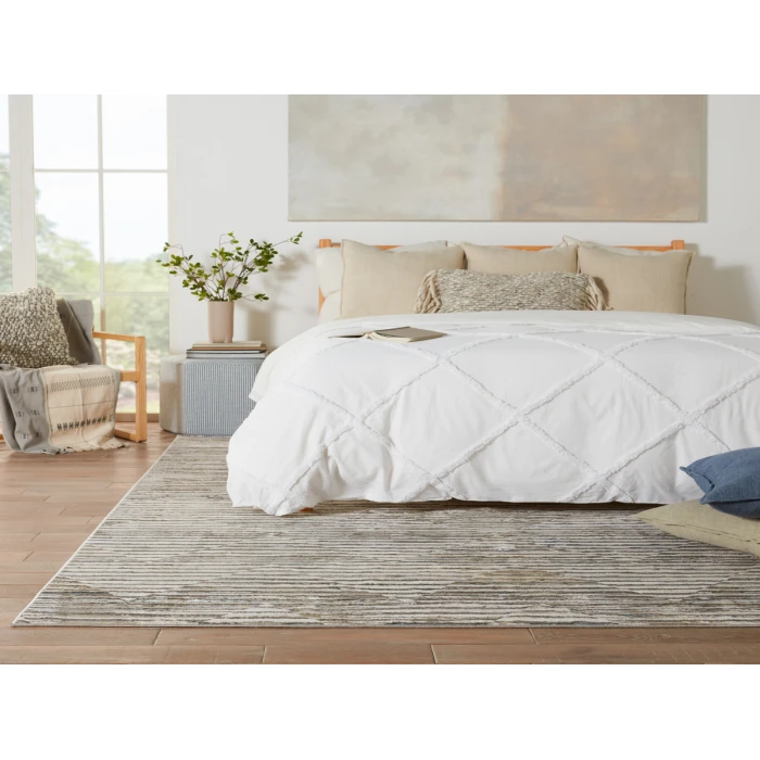 Vibe by Jaipur Living Wilmot Striped Gray/ Light Blue Area Rug (6'7"X9'6")