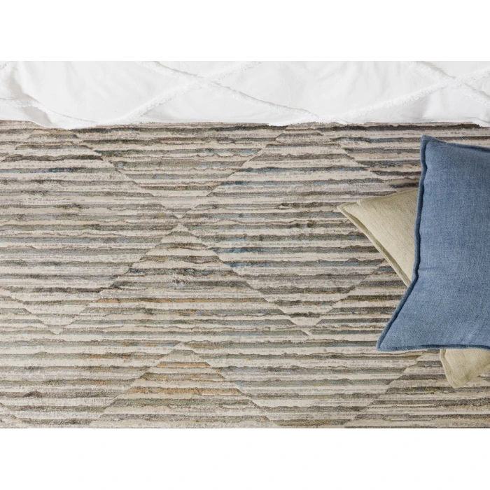 Vibe by Jaipur Living Wilmot Striped Gray/ Light Blue Area Rug (6'7"X9'6")