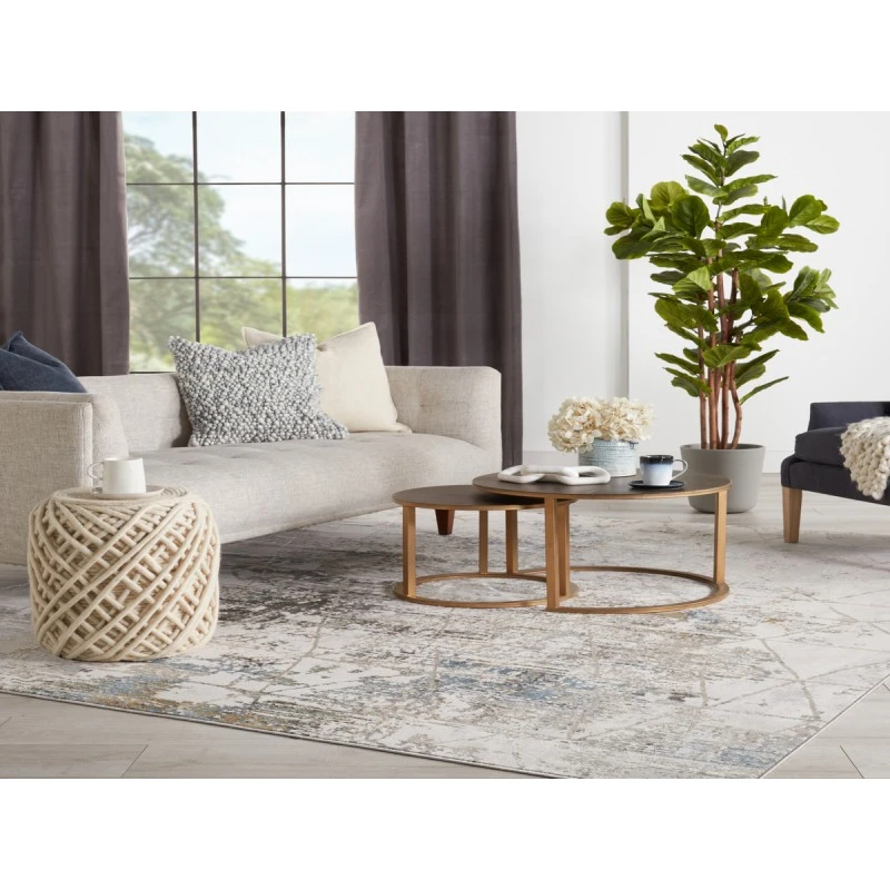Vibe by Jaipur Living Arya Trellis Gray/ Light Blue Area Rug (9'3"X12')