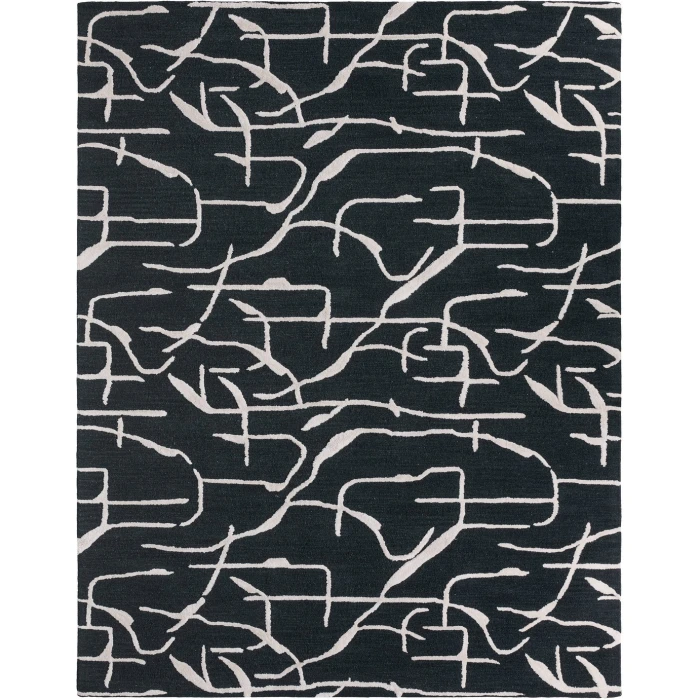 Nikki Chu by Jaipur Living Noir MNK01 Handmade Abstract Black and White Area Rug (10'x14')