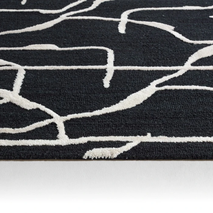 Nikki Chu by Jaipur Living Noir MNK01 Handmade Abstract Black and White Area Rug (10'x14')