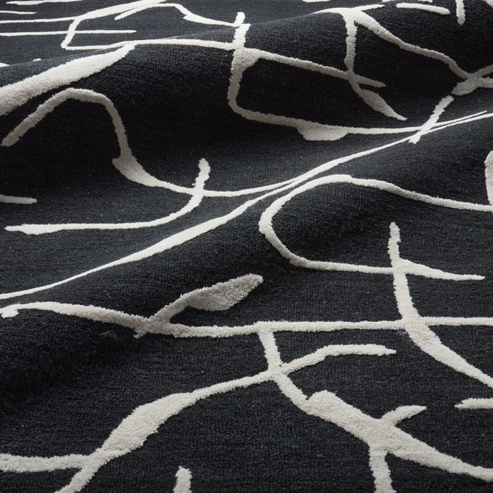 Nikki Chu by Jaipur Living Noir MNK01 Handmade Abstract Black and White Area Rug (10'x14')