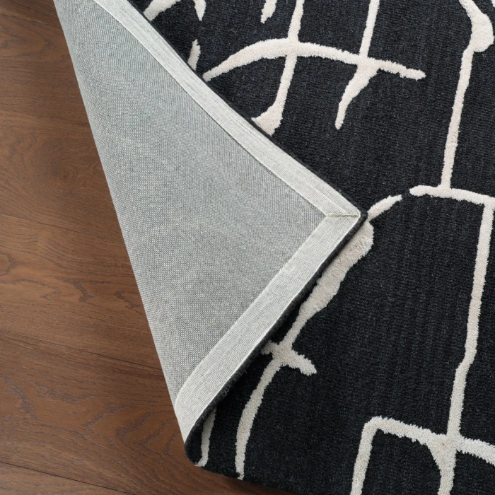 Nikki Chu by Jaipur Living Noir MNK01 Handmade Abstract Black and White Area Rug (10'x14')