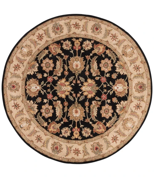 Jaipur Living Selene Handmade Floral Black/ Beige Round Area Rug (8'X8')