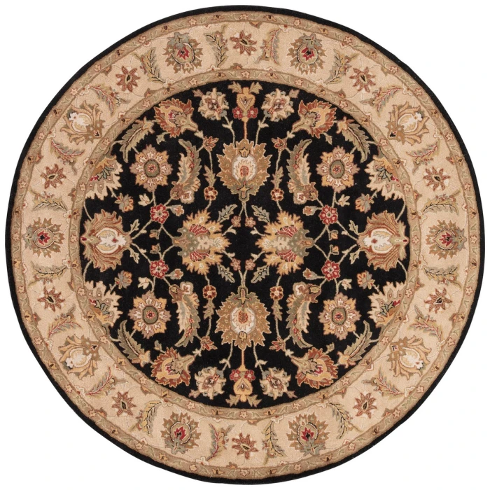 Jaipur Living Selene Handmade Floral Black/ Beige Round Area Rug (8'X8')
