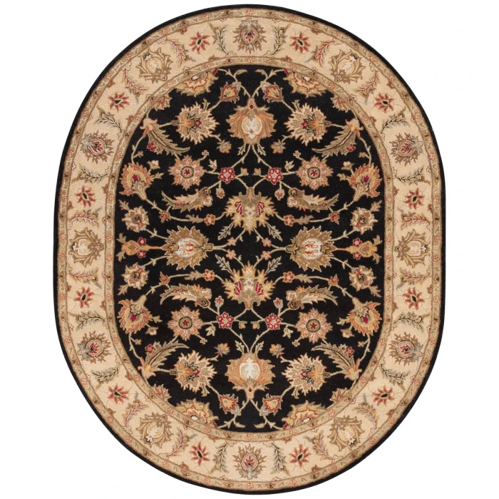 Jaipur Living Selene Handmade Floral Black/ Beige Oval Area Rug (8'X10')