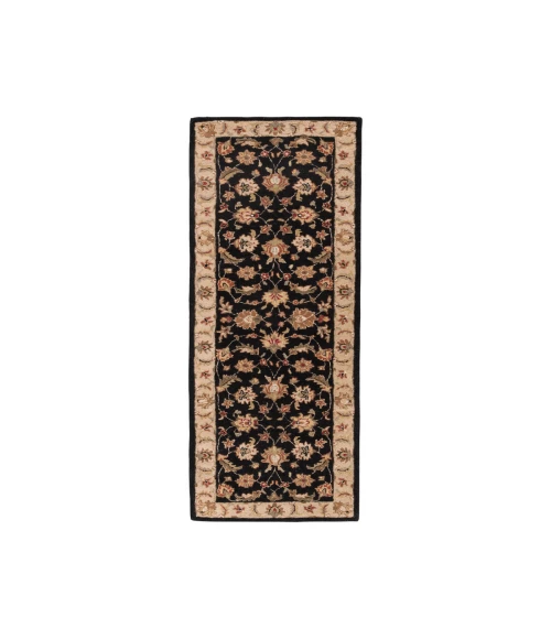 Jaipur Living Selene Handmade Floral Black/ Beige Runner Rug (2'6"X6')