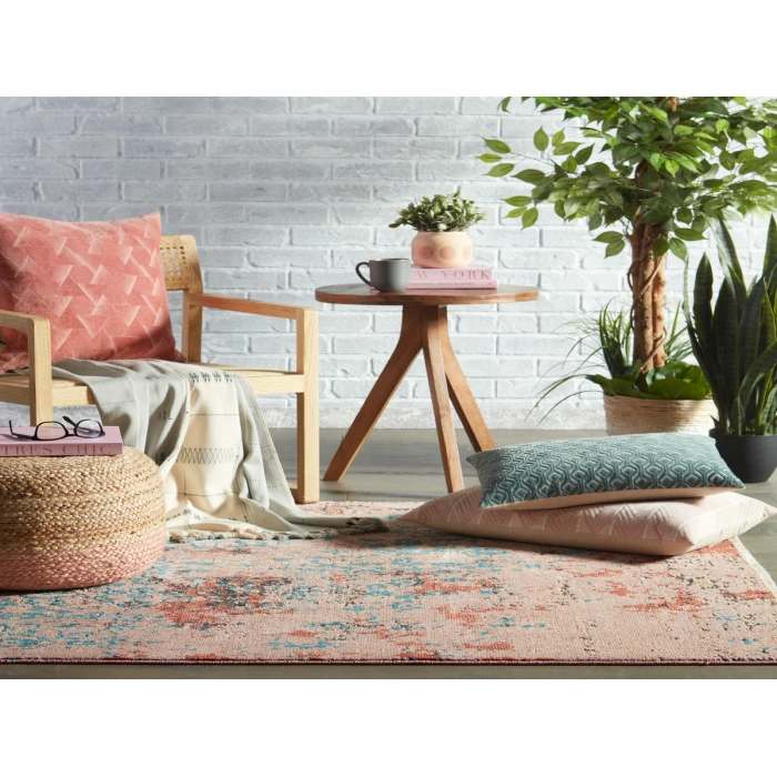 Vibe by Jaipur Living Zea Trellis Pink/ Teal Area Rug (7'10"X11'1")