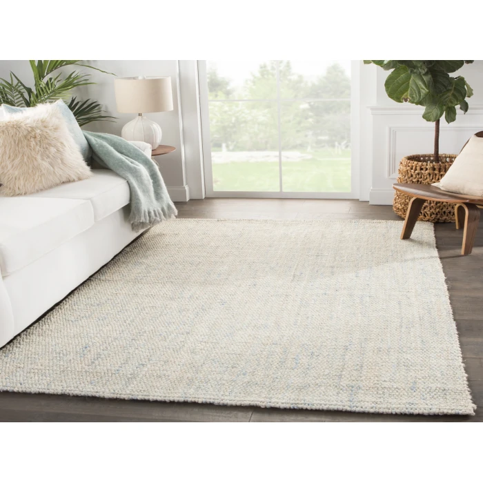 Jaipur Living Bluffton Natural Solid Ivory/ Blue Area Rug (9'X12')