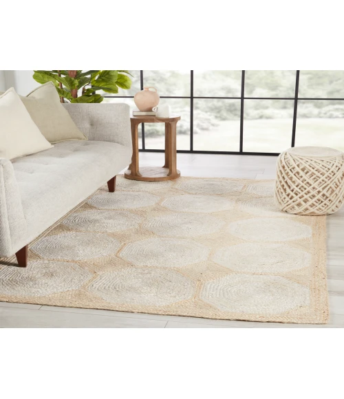 Jaipur Living Fiorita Natural Geometric Light Beige/ White Area Rug (10'X14')