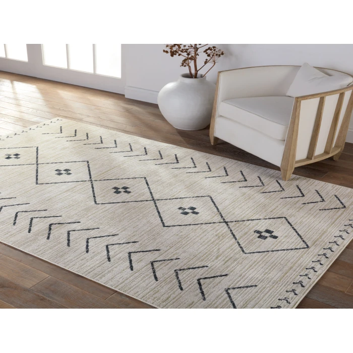 Vibe by Jaipur Living Taos Tribal Cream/ Dark Slate Runner Rug 2'8"X10'