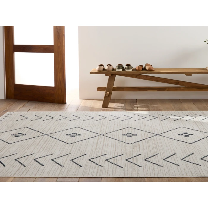 Vibe by Jaipur Living Taos Tribal Cream/ Dark Slate Runner Rug 2'8"X10'