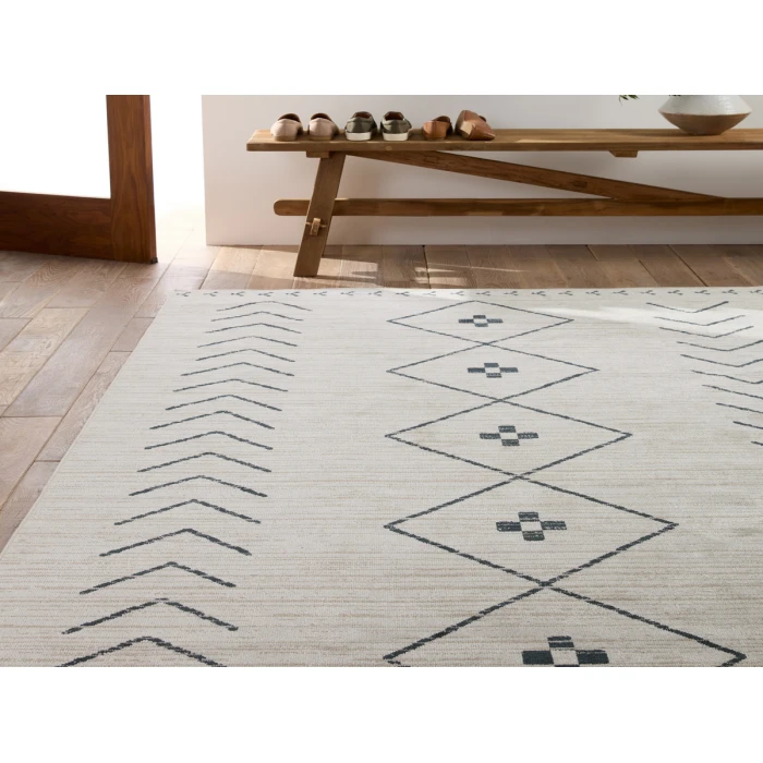 Vibe by Jaipur Living Taos Tribal Cream/ Dark Slate Runner Rug 2'8"X10'