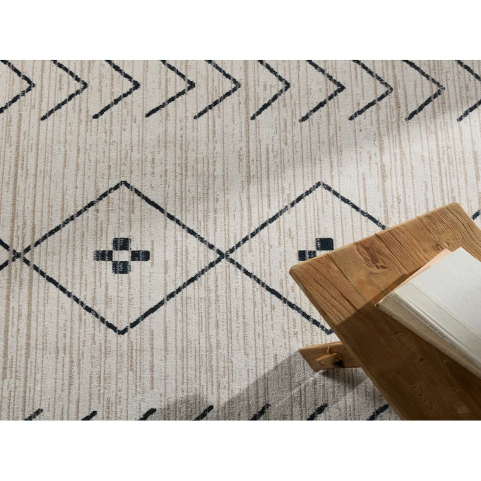 Vibe by Jaipur Living Taos Tribal Cream/ Dark Slate Runner Rug 2'8"X10'
