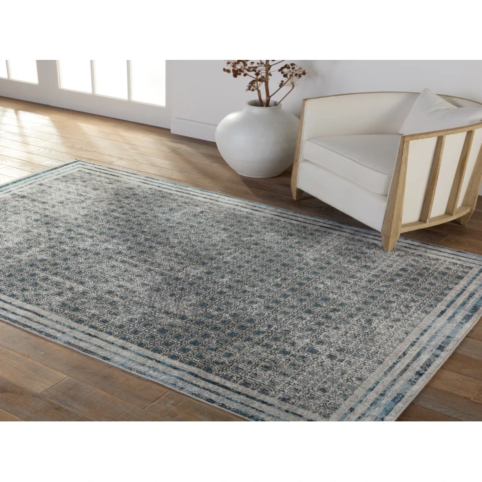 Vibe by Jaipur Living Allora Trellis Light Gray/ Blue Area Rug 6'7"X9'6"