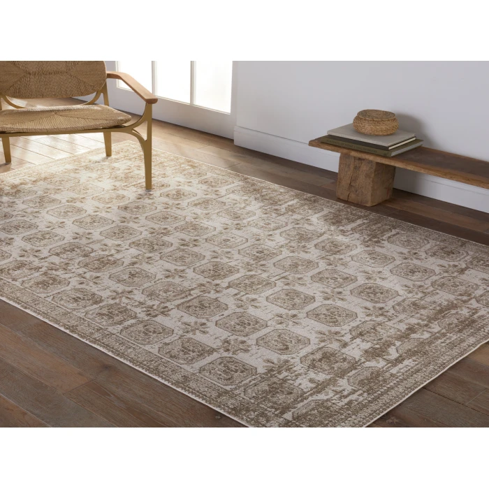 Vibe by Jaipur Living Milea Trellis Tan/ Cream Area Rug 7'10"X10'