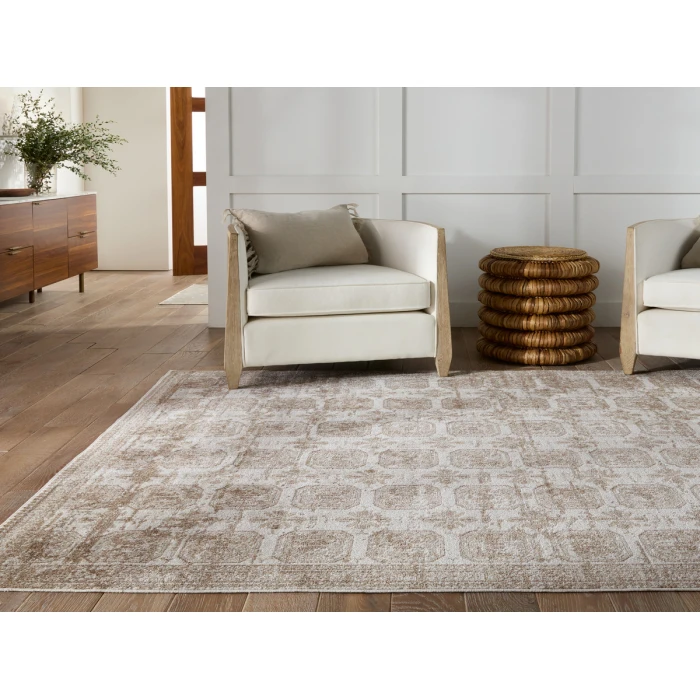 Vibe by Jaipur Living Milea Trellis Tan/ Cream Area Rug 7'10"X10'