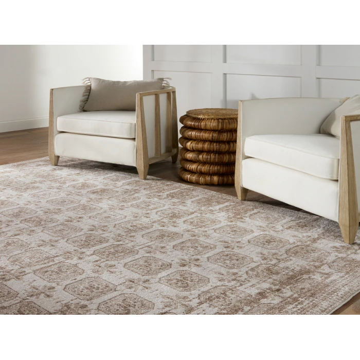 Vibe by Jaipur Living Milea Trellis Tan/ Cream Area Rug 7'10"X10'