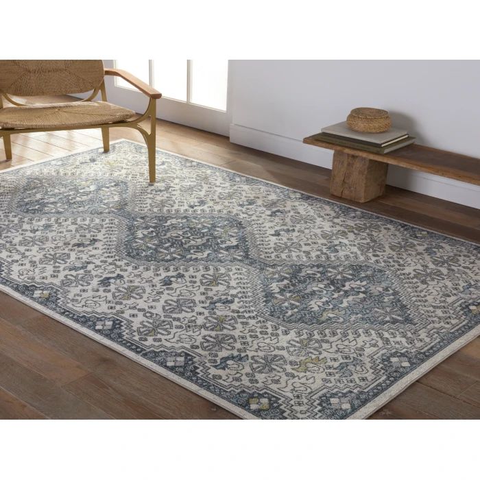 Vibe by Jaipur Living Yucca Medallion Cream/ Blue Runner Rug 4'X6'