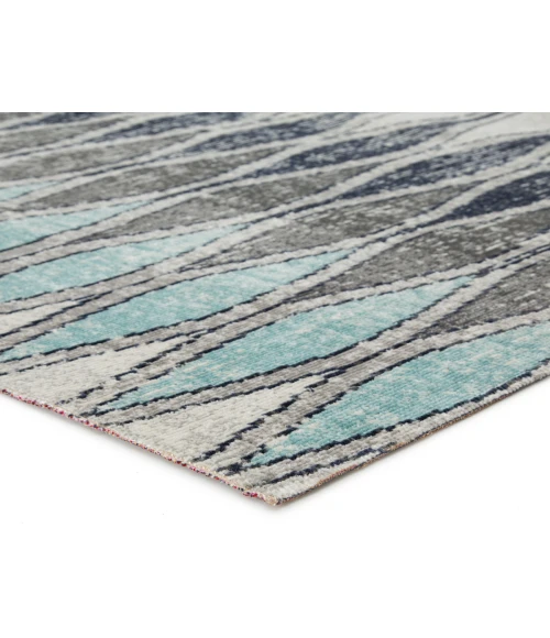 Jaipur Living Norwich Indoor/ Outdoor Geometric Gray/ Blue Round Area Rug (5'11"X5'11")