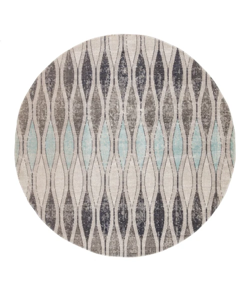 Jaipur Living Norwich Indoor/ Outdoor Geometric Gray/ Blue Round Area Rug (5'11"X5'11")