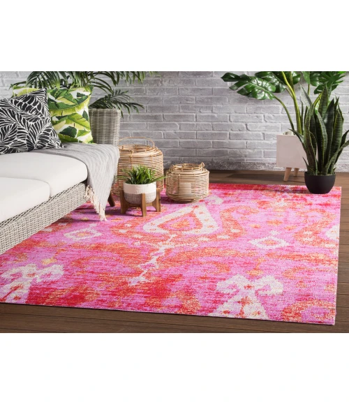 Jaipur Living Zenith Indoor/ Outdoor Ikat Pink/ Orange Runner Rug (2'6"X8')