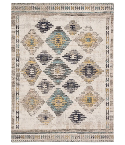 Jaipur Living Dez Indoor/ Outdoor Tribal Blue/ Yellow Area Rug (7'6"X9'6")